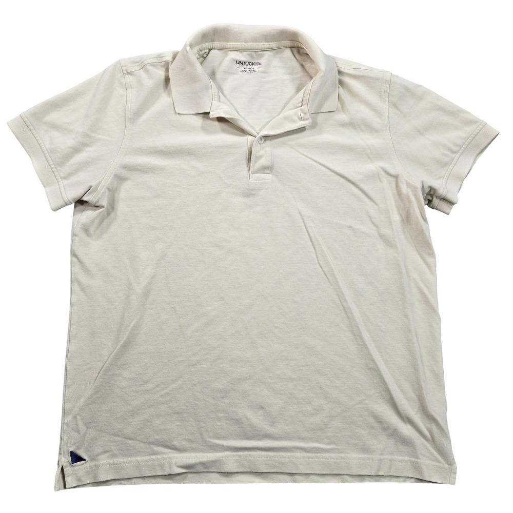 UNTUCKit Polo Shirt Mens XL White Pima Cotton Solid Tagless Short Sleeve Casual